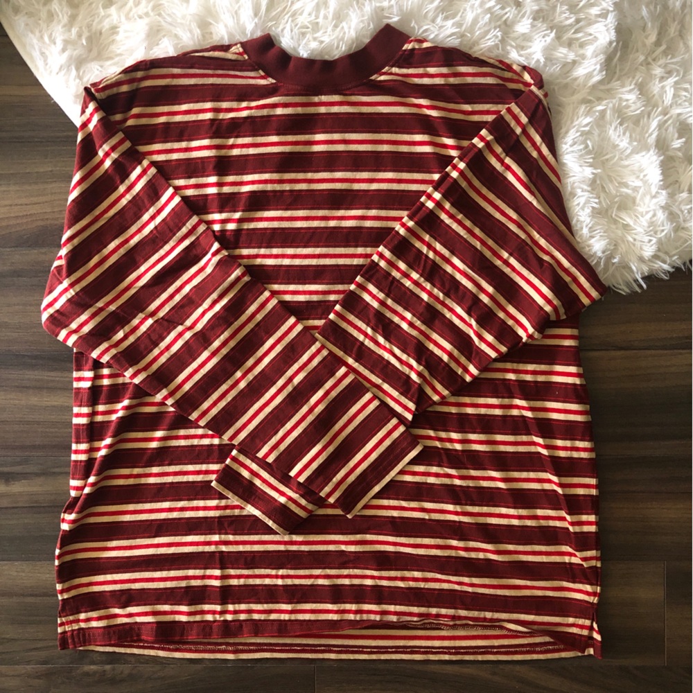 Y2K Striped 100% Cotton Long Sleeved Top, XL